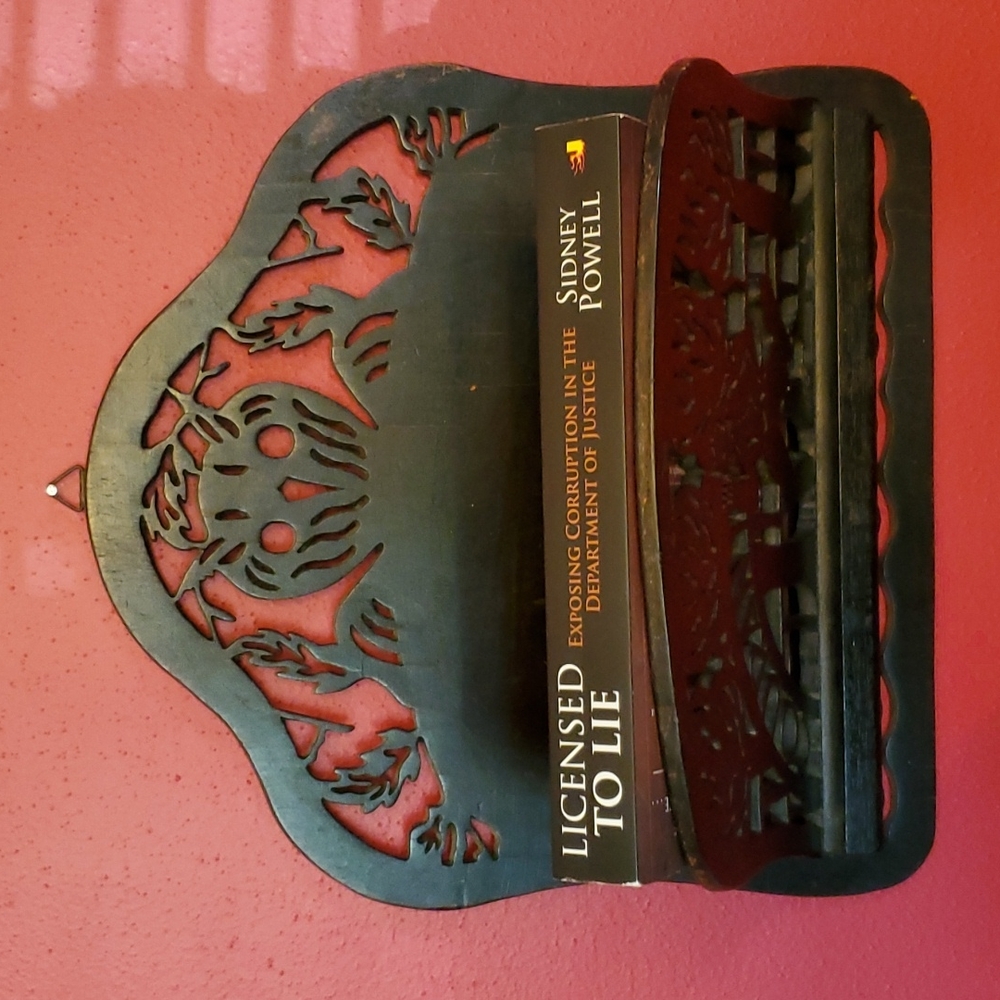 Antique wooden newspaper wall pocket